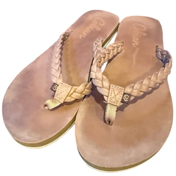 Cobian ladies, braided flip-flops very good condition Tan size 9 - Picture 1 of 11